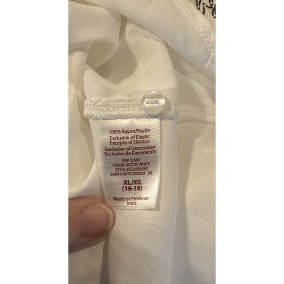 Faded Glory Womens XL 16/18 White Smocked Peasant Top Blouse Preppy Boho NEW - Picture 7 of 11